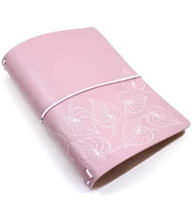 Planner A.Craft – Capa rosa millennial estampa folhas (para 4 blocos)
