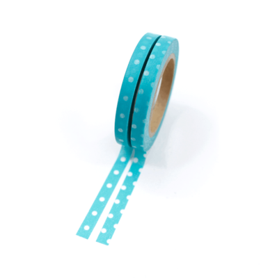 Kit com 2 washi tapes – Poá azul e branco