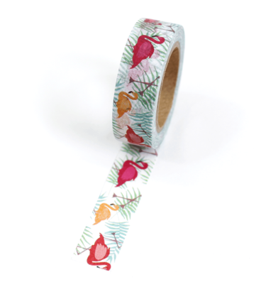 Washi tape – Flamingos e folhas