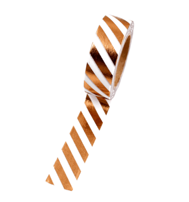Washi tape – Listras diagonais branco e cobre