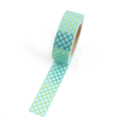 Washi tape – Menta com linhas douradas