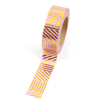 Washi tape – Padrões listrados rosa e dourado