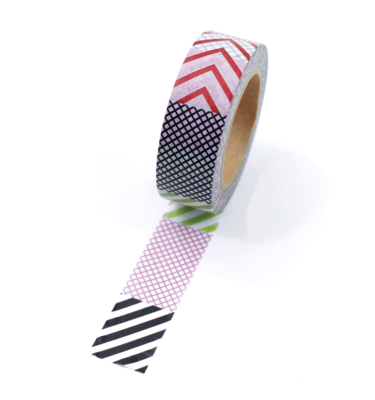 Washi tape – Padrões poá, chevron, listrado e xadrez coloridos
