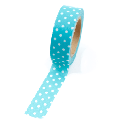 Washi tape – Poá verde oceano com bolinhas brancas