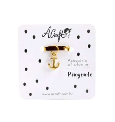 Acessório para planner A.Craft – Pingente dourado – Âncora pequena