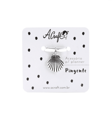 Acessório para planner A.Craft – Pingente prata – Concha