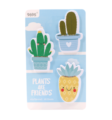 Kit 3 blocos auto adesivo - Plants are friends - Azul