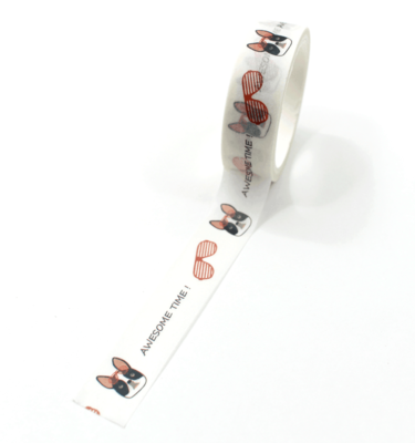Washi tape – Celebrity Dog - Branco - Buldogue Francês hipster