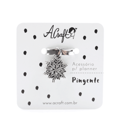 Acessório para planner A.Craft – Pingente prata – Floco de neve