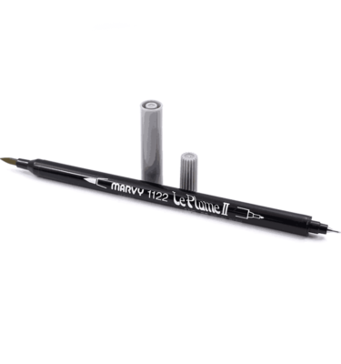 Caneta 2 pontas – Marvy Le Plume II – Cor silver gray