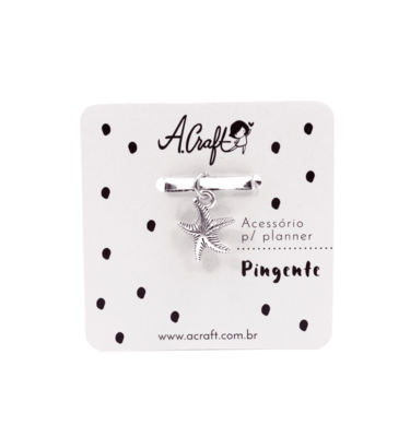 Acessório para planner A.Craft – Pingente prata - Estrela do mar