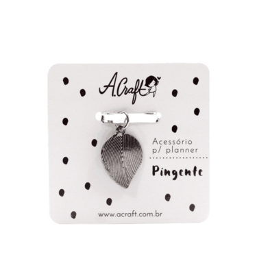 Acessório para planner A.Craft – Pingente prata - Folha