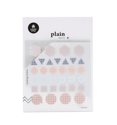 Kit com 3 cartelas de adesivos - Plain deco geométrico - Cor pastel 2 (n.1612)