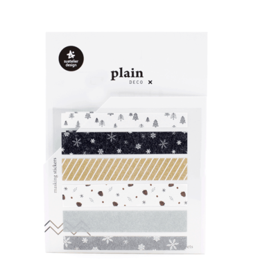 Kit com 3 cartelas de adesivos - Plain deco tape - Winter