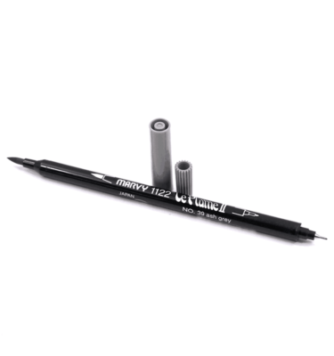 Caneta 2 pontas – Marvy Le Plume II – Cor cinza ash