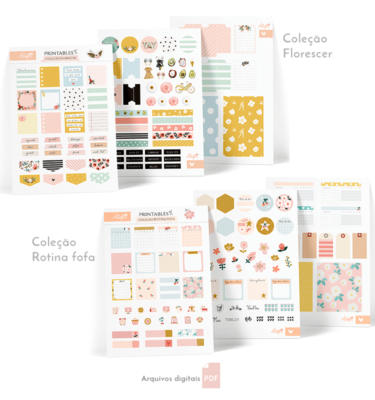 Kit com 2 printables A.Craft - Coleções Florescer + Rotina fofa