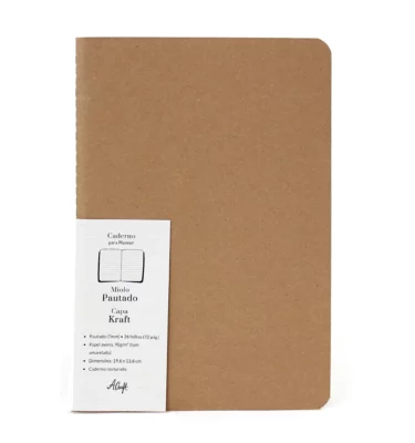 Planner A.Craft – Bloco caderno pautado - Capa kraft - Costurado