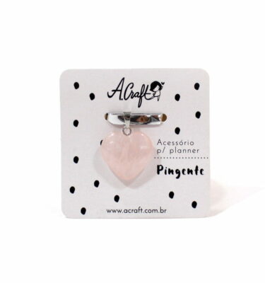 Acessório para planner A.Craft – Pingente coração quartzo rosa