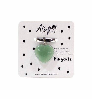Acessório para planner A.Craft – Pingente coração quartzo verde