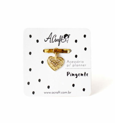 Acessório para planner A.Craft – Pingente dourado - Coração rendado