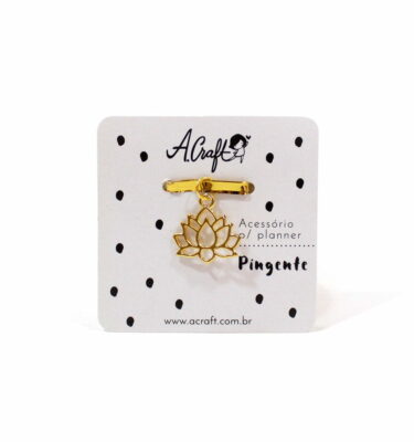 Acessório para planner A.Craft – Pingente dourado - Flor de lótus