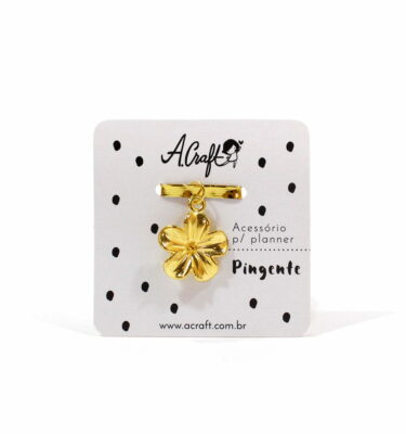 Acessório para planner A.Craft – Pingente dourado - Flor tropical