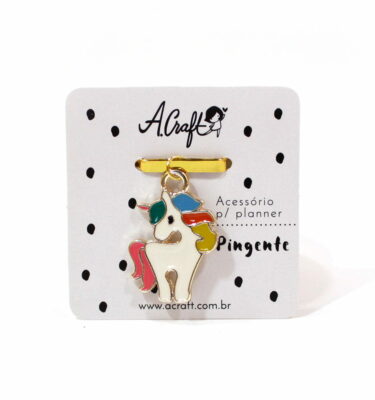 Acessório para planner A.Craft – Pingente dourado - Unicórnio