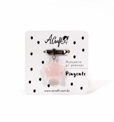 Acessório para planner A.Craft – Pingente estrela quartzo rosa