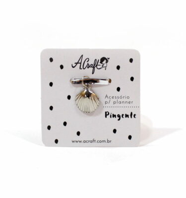 Acessório para planner A.Craft – Pingente prata- Concha do mar