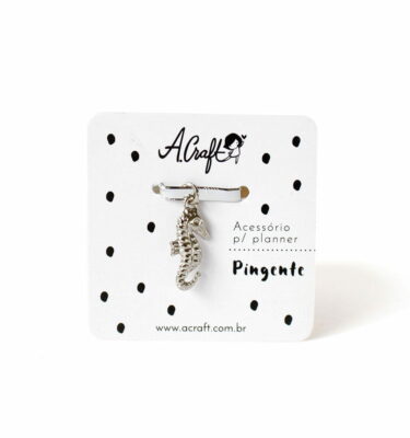 Acessório para planner A.Craft – Pingente prata - Cavalo marinho