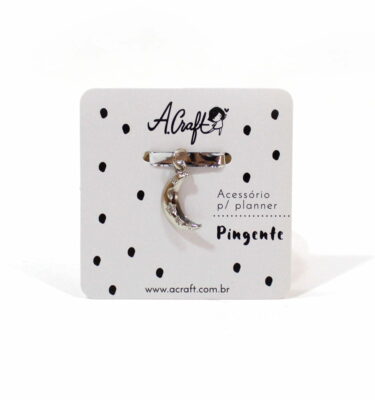 Acessório para planner A.Craft – Pingente prata - Lua