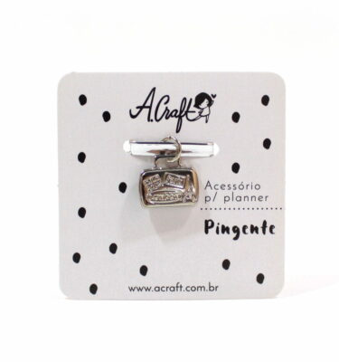 Acessório para planner A.Craft – Pingente prata - Mala de viagem