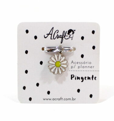 Acessório para planner A.Craft – Pingente prata - Margarida
