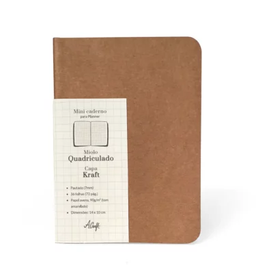 Planner A.Craft – Mini caderno capa Kraft- Quadriculado costurado