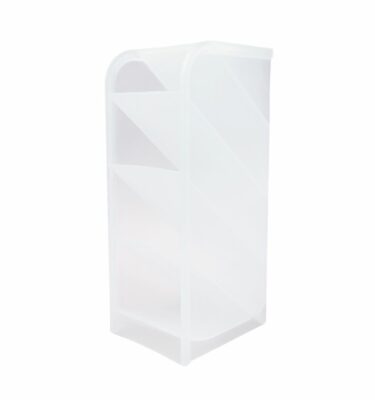 Porta canetas diagonal com 4 divisórias - Branco fosco