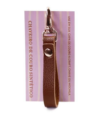Chaveiro de couro sintético – Chocolate - Rose gold