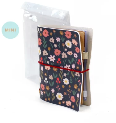 Mini journal compacto Wildflowers azul marinho