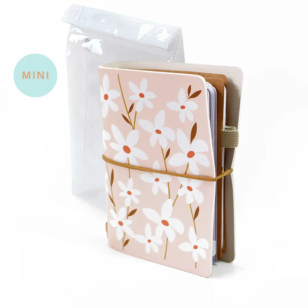Mini planner completo Pink Plum Lily - Mini agendas permanentes + adesivos calendários 2024