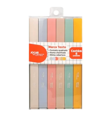 Kit 6 canetas marca textos - Cores Pastel