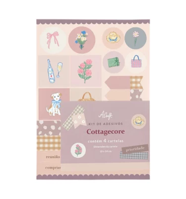 Kit 4 cartelas de adesivos - Cottagecore