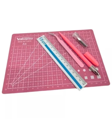 Kit patchwork A5 - Base de corte - Rosa - Westpress