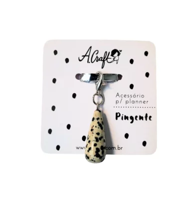 Acessório para planner A.Craft – Pingente com fecho – Jaspe dálmata