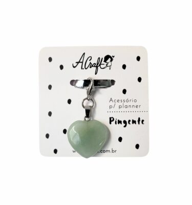 Acessório para planner A.Craft – Pingente com fecho – Coração quartzo verde