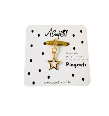 Acessório para planner A.Craft – Pingente dourado com fecho – Estrela