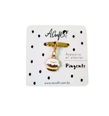 Acessório para planner A.Craft – Pingente dourado com fecho – Pote de mel