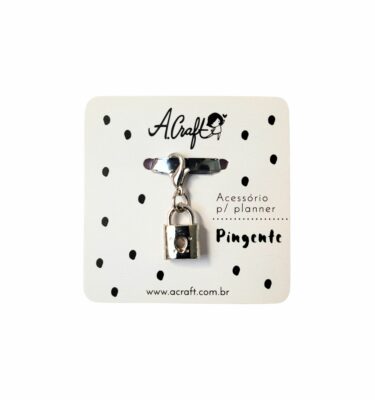 Acessório para planner A.Craft – Pingente prata com fecho – Cadeado