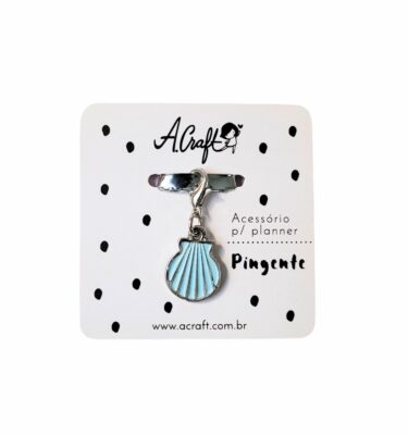 Acessório para planner A.Craft – Pingente prata com fecho – Concha azul