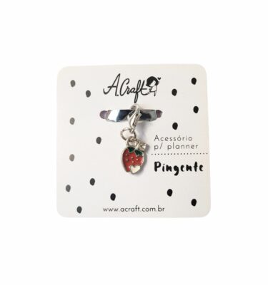 Acessório para planner A.Craft – Pingente prata com fecho – Morango