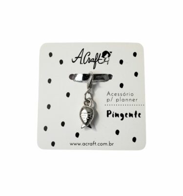 Acessório para planner A.Craft – Pingente prata com fecho – Peixinho