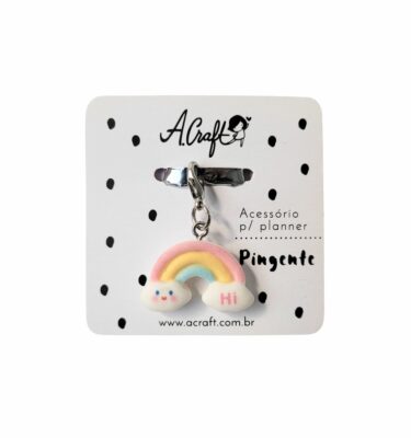 Acessório para planner A.Craft – Pingente resina com fecho – Arco Íris